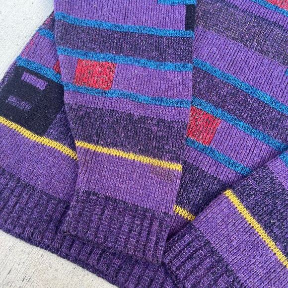 Milestone 80’s Purple Multi-Colored Geometric Pattern Pullover Sweater - Picture 8 of 8
